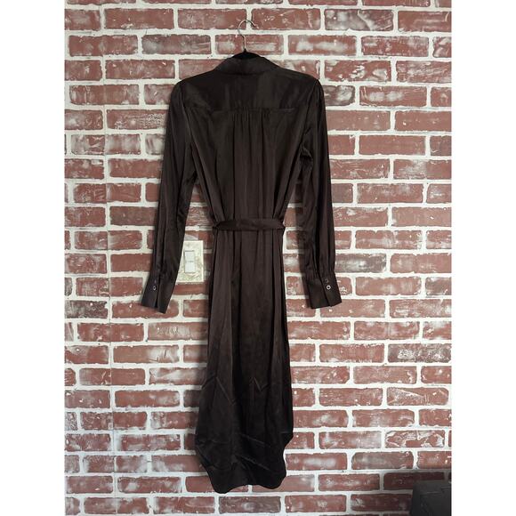 NWT FRAME Victorian Button Up Midi Dress Espresso Brown Size Small - Picture 2 of 7